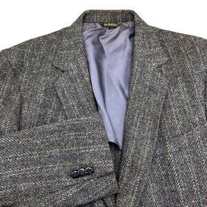 Sovereign Blazer Men 46 Gray Green Tweed Wool‎ Classic Sport Coat USA VTG